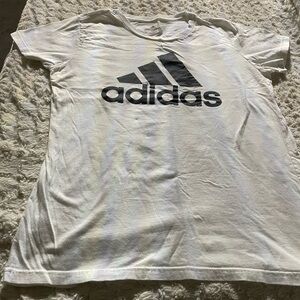 Adidas Classic White Tee with Black Adidas Emblem